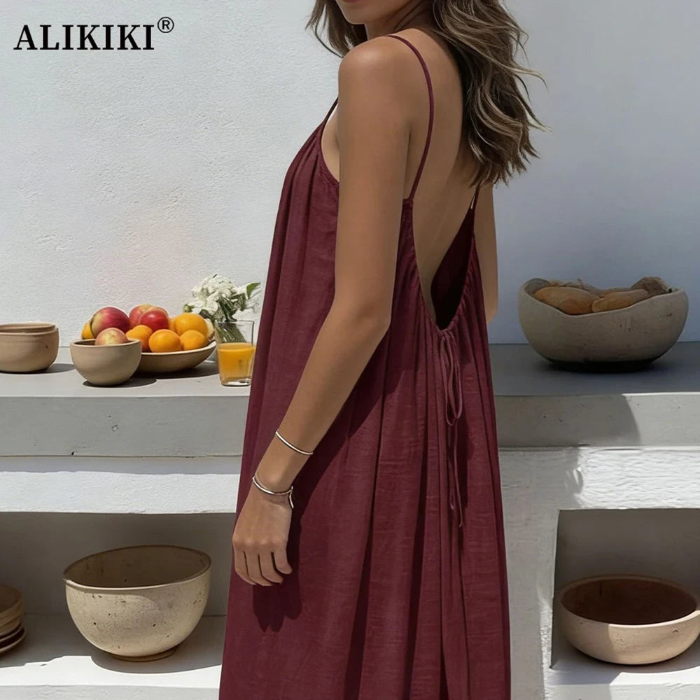 Backless Spaghetti Strap Lounge Dress