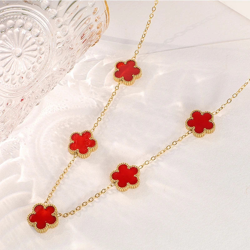 Gold Plated Clover Pendant Necklace