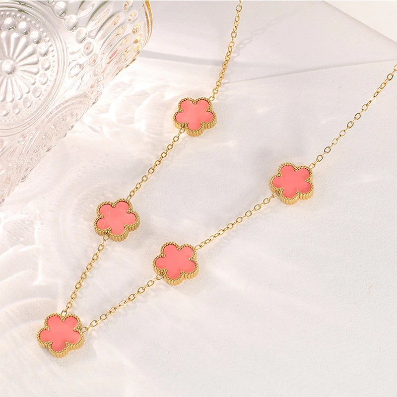 Gold Plated Clover Pendant Necklace