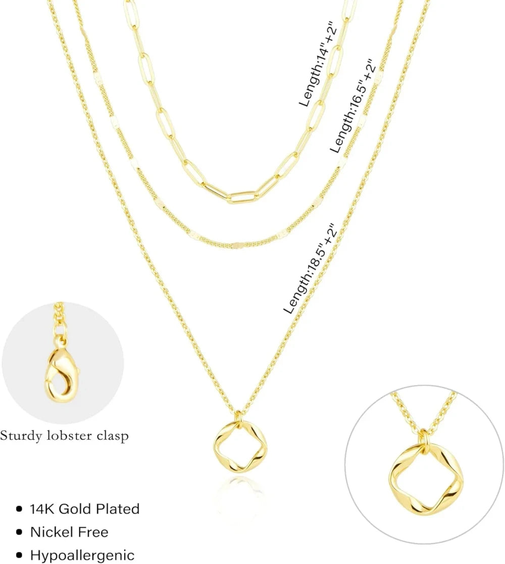 Layered Paperclip Chain Necklace Set