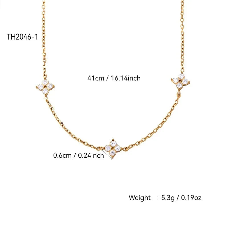 Four Leaf Clover Zircon Pendant Necklace