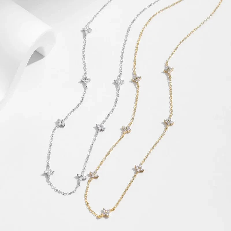 Four Leaf Clover Zircon Pendant Necklace