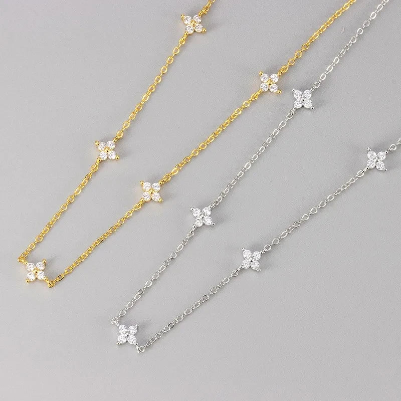 Four Leaf Clover Zircon Pendant Necklace