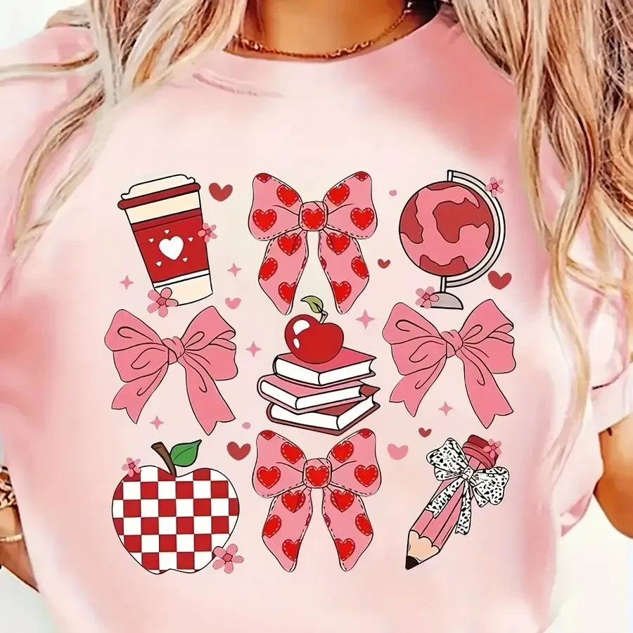 Pink Heart Crew Neck T-Shirt