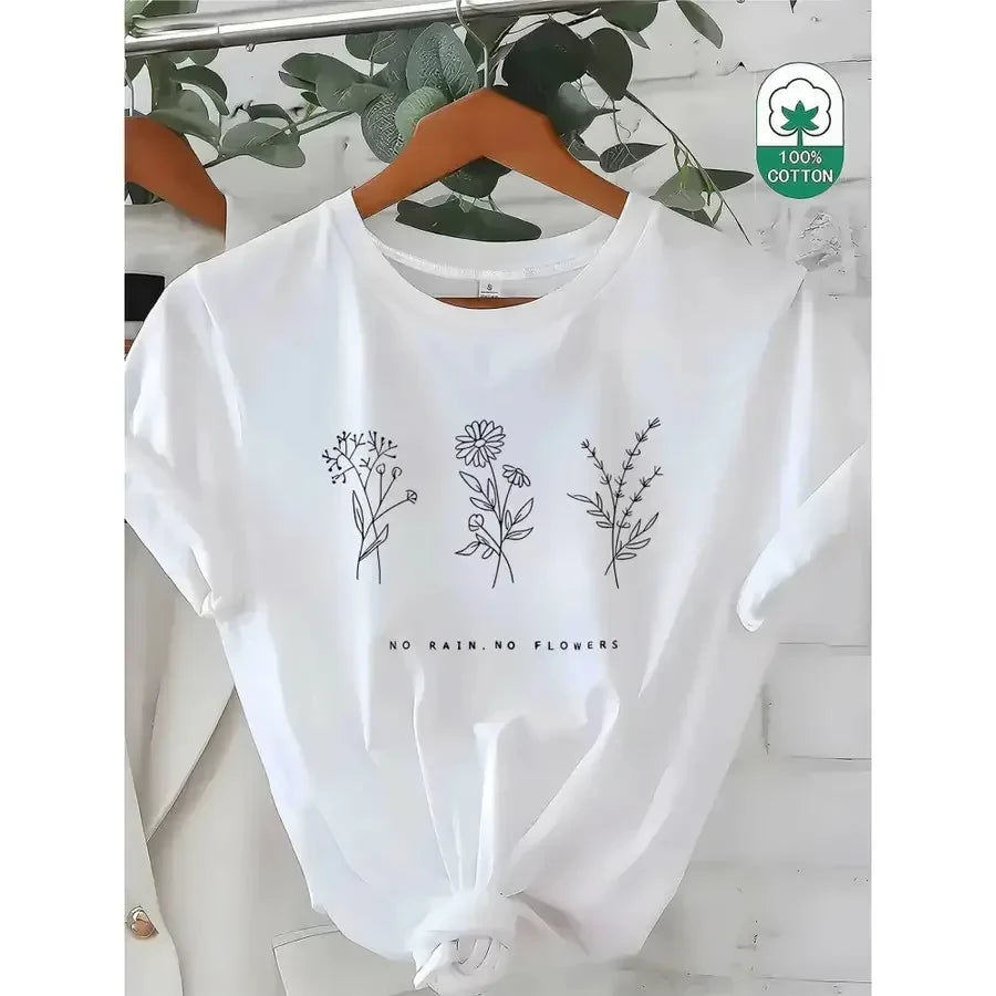 Floral Print Cotton T-Shirt