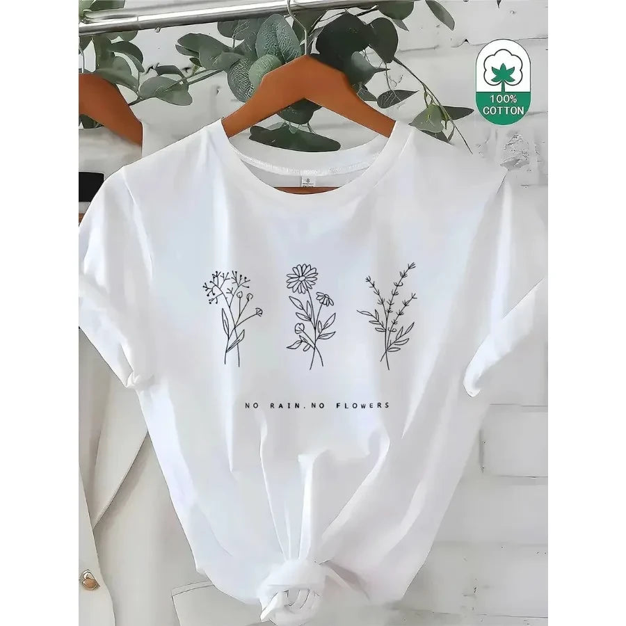Floral Print Cotton T-Shirt
