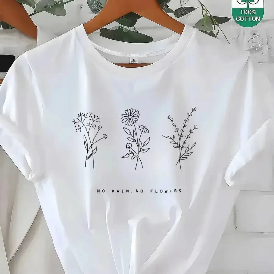 Floral Print Cotton T-Shirt
