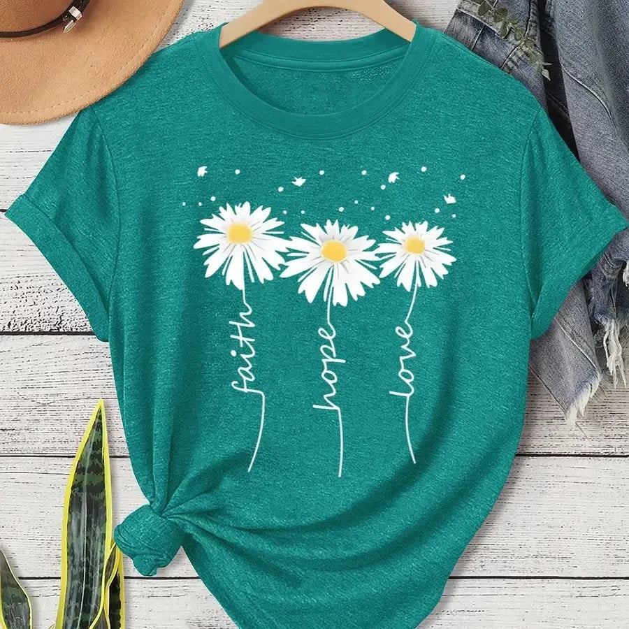 Daisy Print Casual T-Shirt