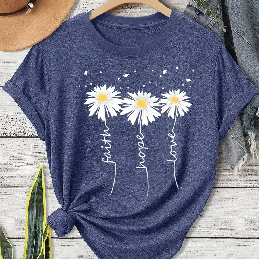 Daisy Print Casual T-Shirt