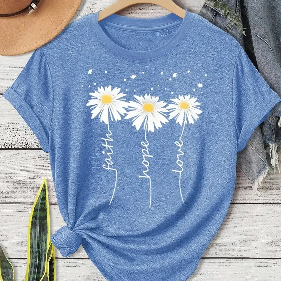 Daisy Print Casual T-Shirt