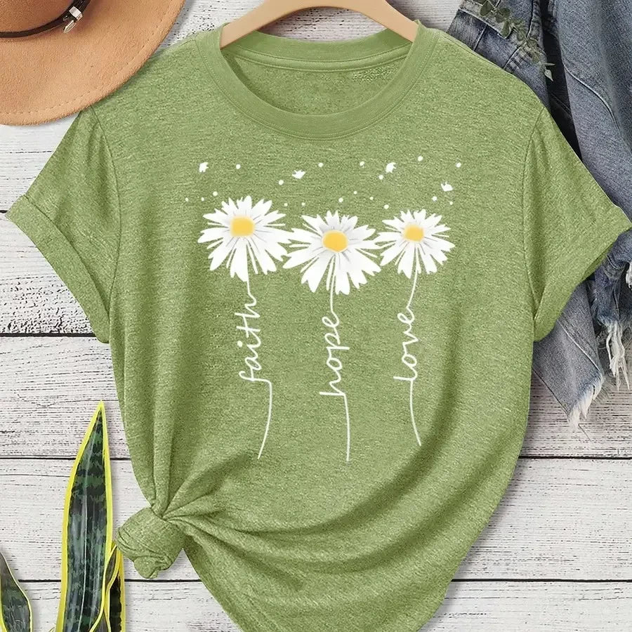 Daisy Print Casual T-Shirt