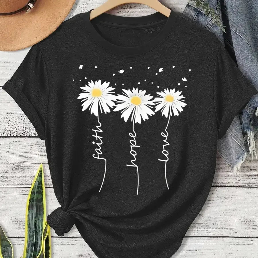 Daisy Print Casual T-Shirt