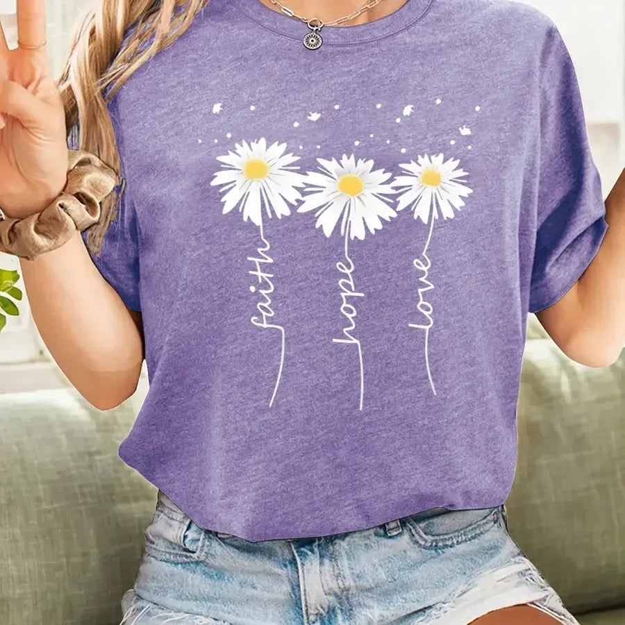 Daisy Print Casual T-Shirt
