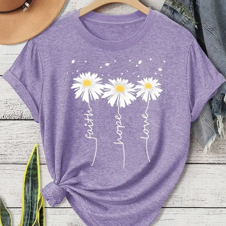 Daisy Print Casual T-Shirt