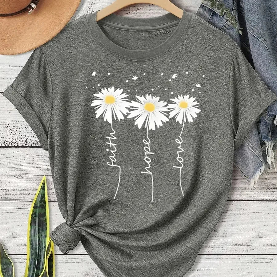 Daisy Print Casual T-Shirt