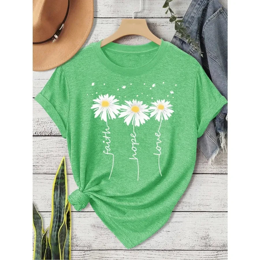 Daisy Print Casual T-Shirt