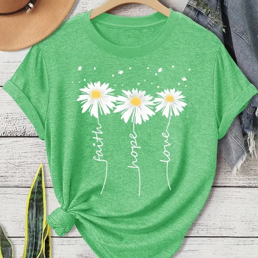 Daisy Print Casual T-Shirt