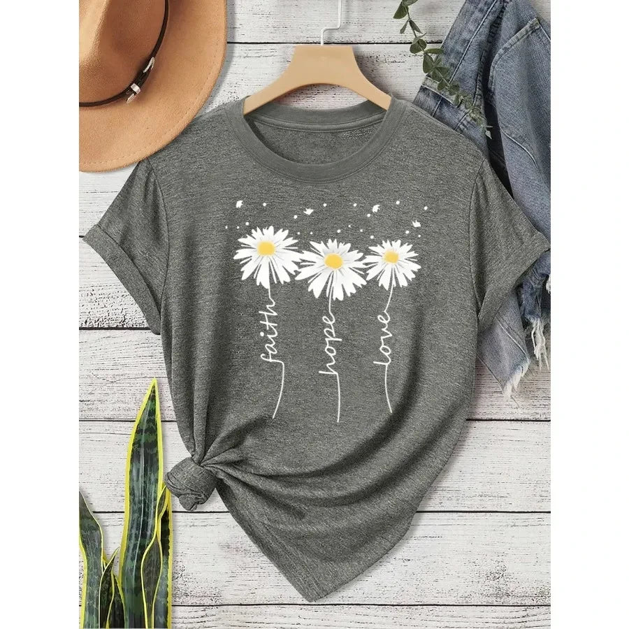 Daisy Print Casual T-Shirt
