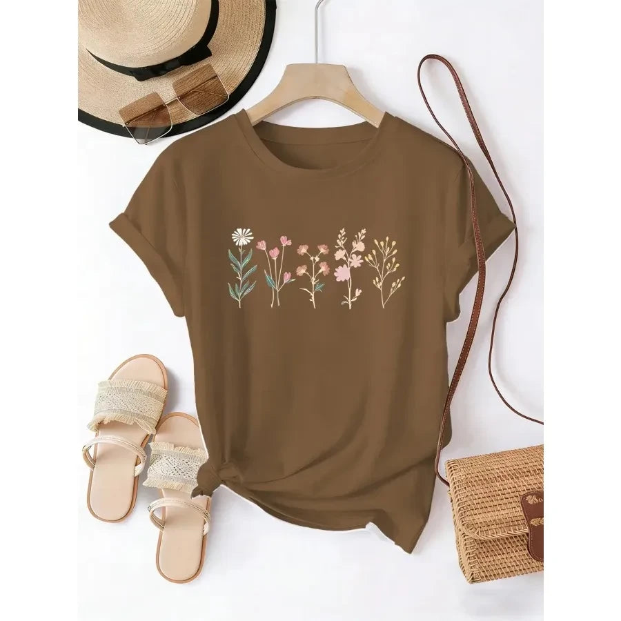 Minimalist Wildflower Graphic T-Shirt