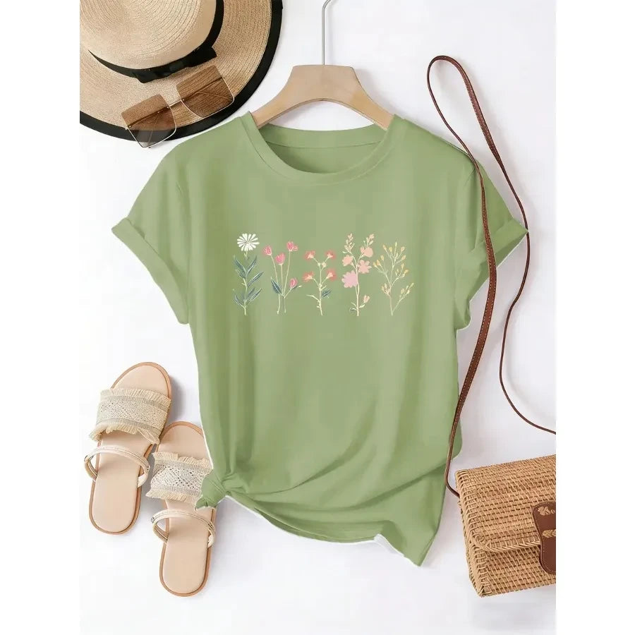Minimalist Wildflower Graphic T-Shirt