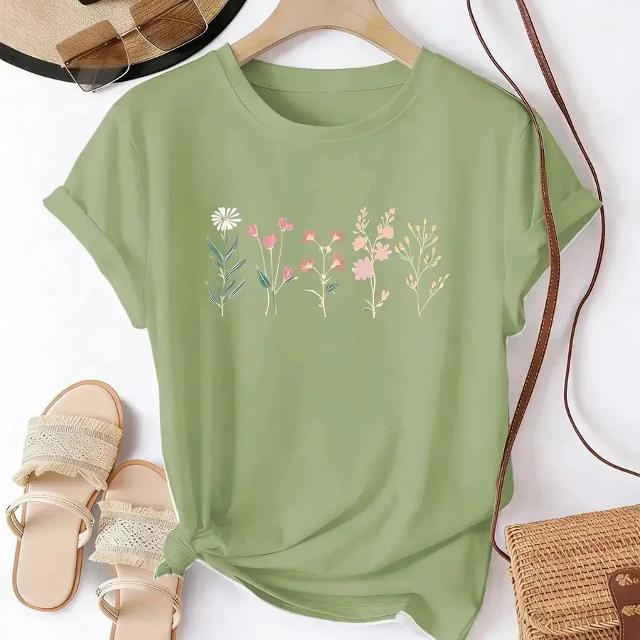 Minimalist Wildflower Graphic T-Shirt