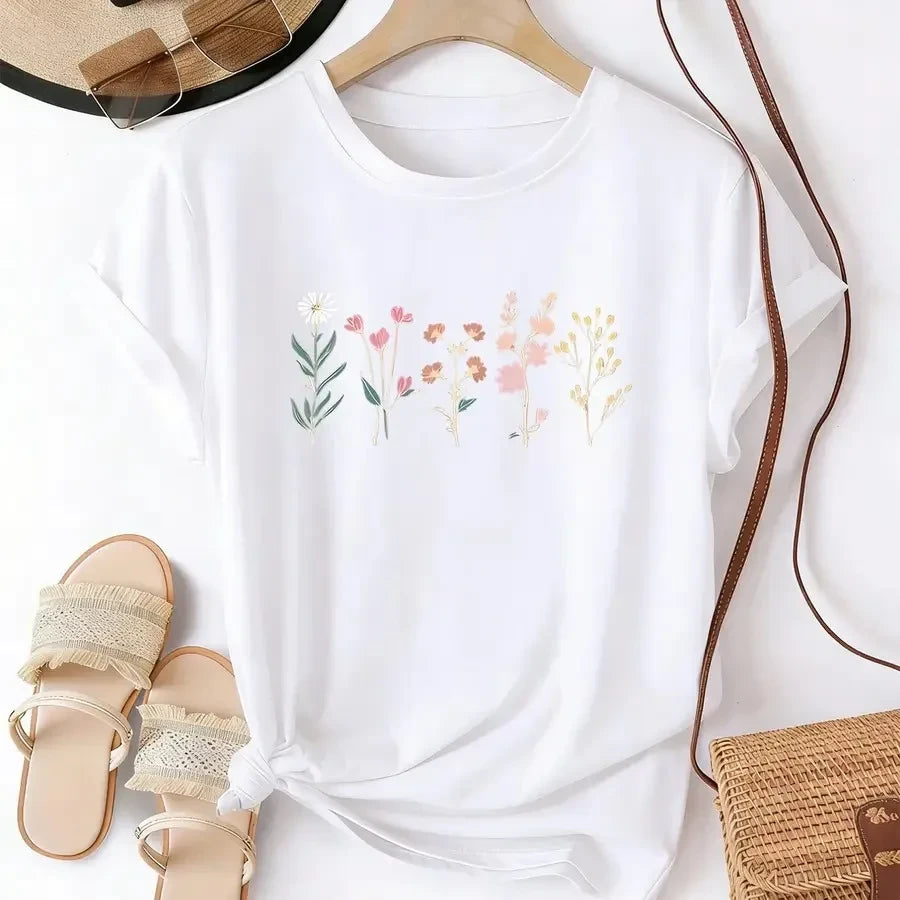 Minimalist Wildflower Graphic T-Shirt