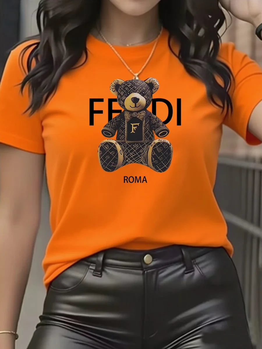 Casual Teddy Bear Graphic T-Shirt
