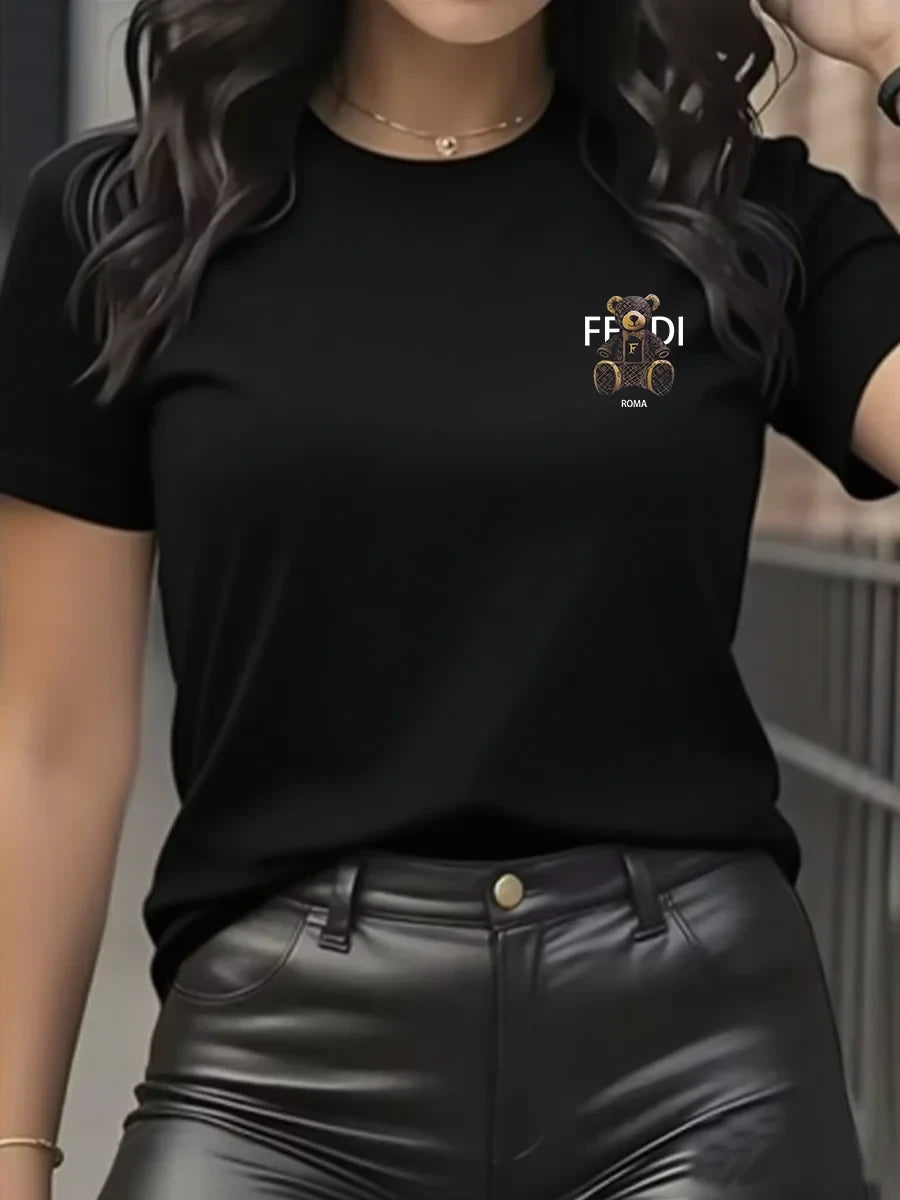 Casual Teddy Bear Graphic T-Shirt
