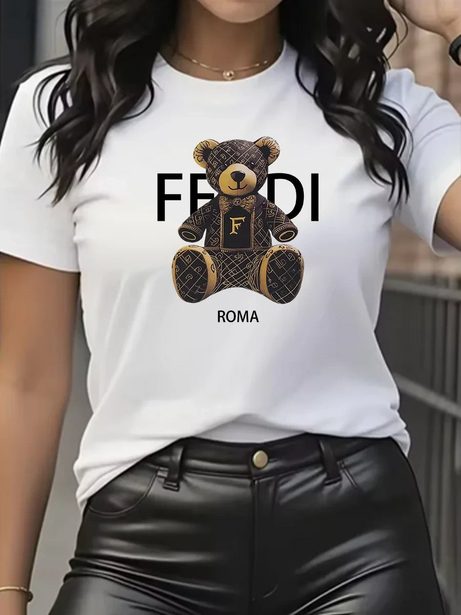 Casual Teddy Bear Graphic T-Shirt
