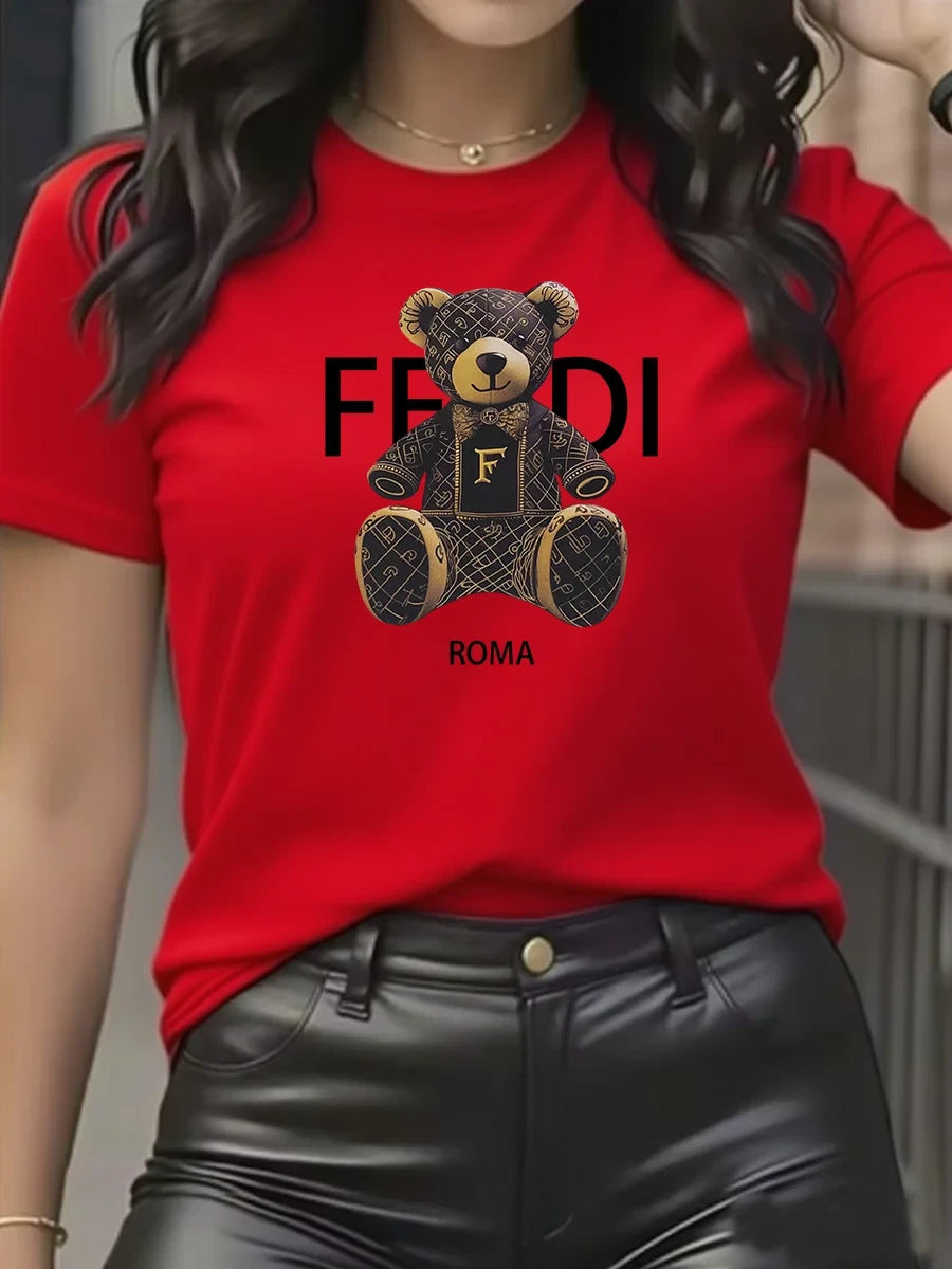 Casual Teddy Bear Graphic T-Shirt