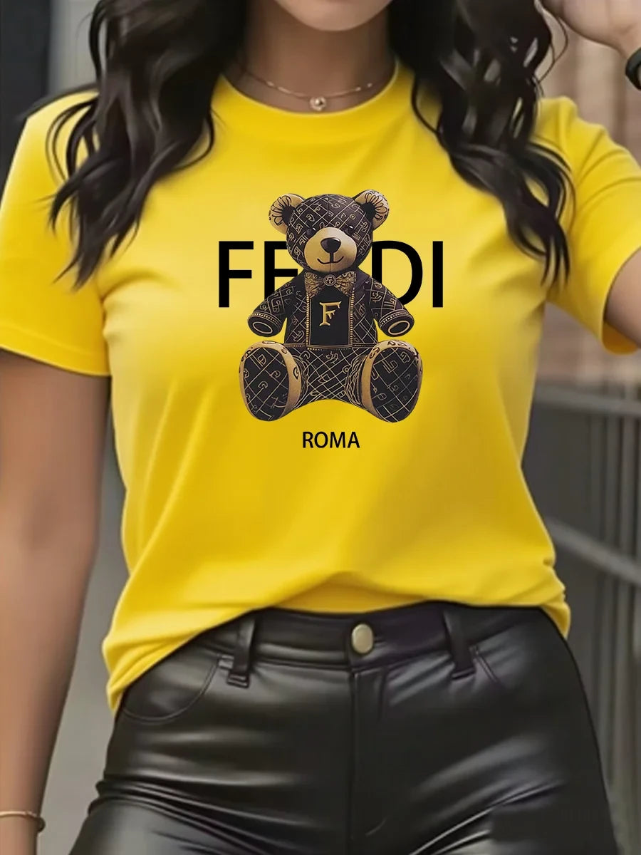 Casual Teddy Bear Graphic T-Shirt