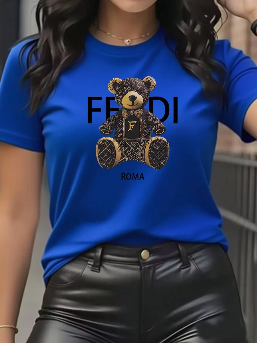 Casual Teddy Bear Graphic T-Shirt