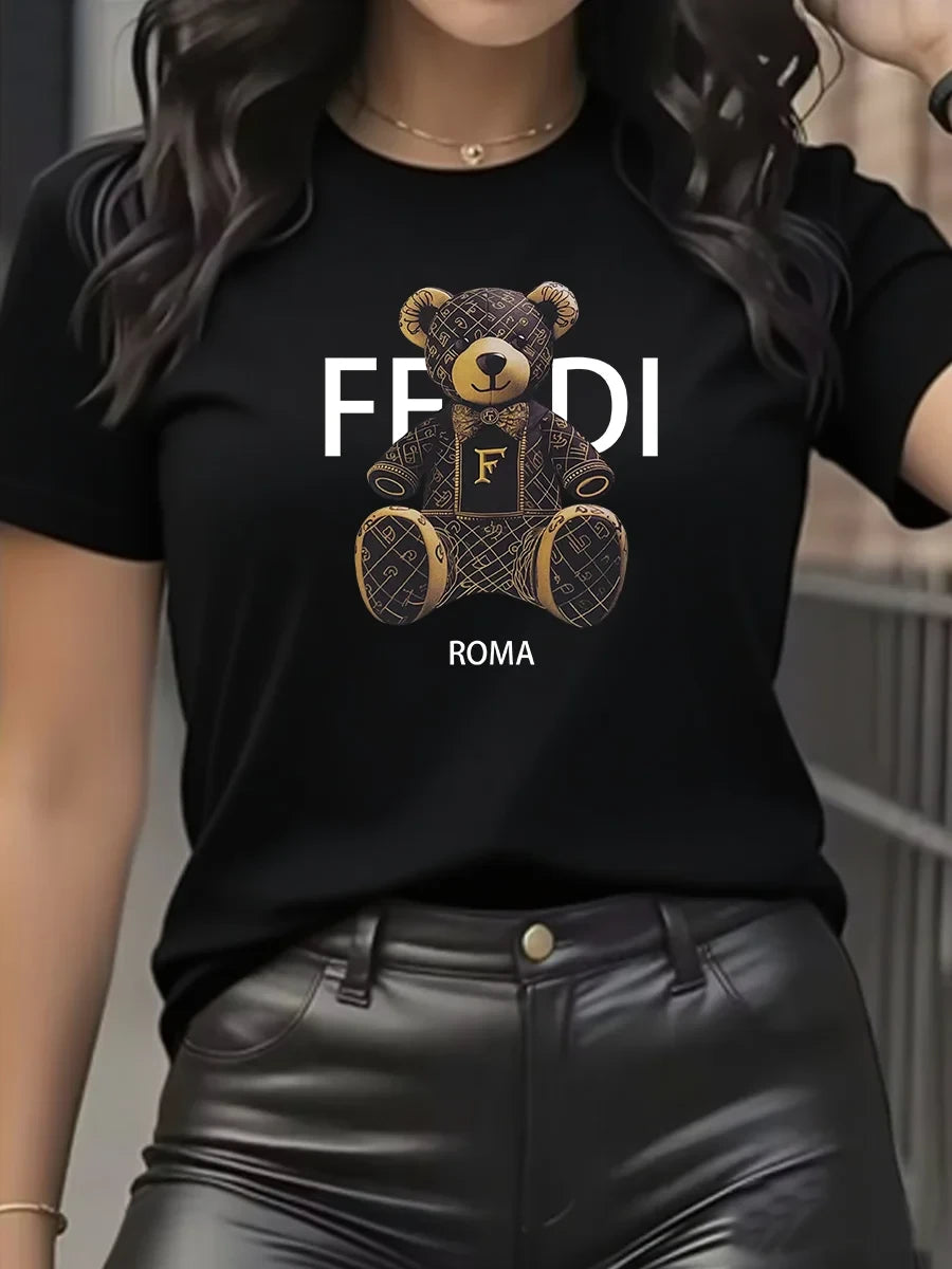 Casual Teddy Bear Graphic T-Shirt