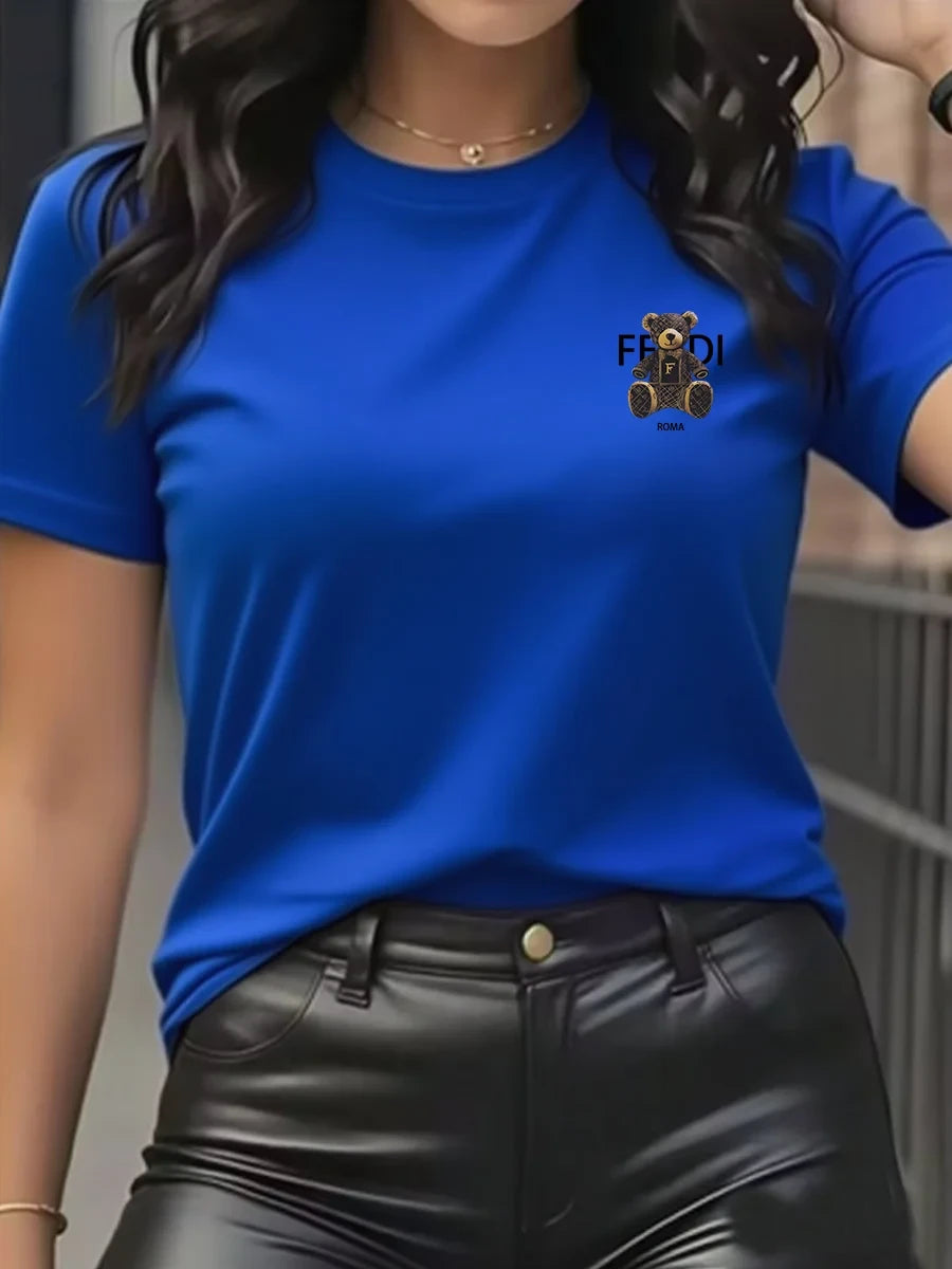 Casual Teddy Bear Graphic T-Shirt