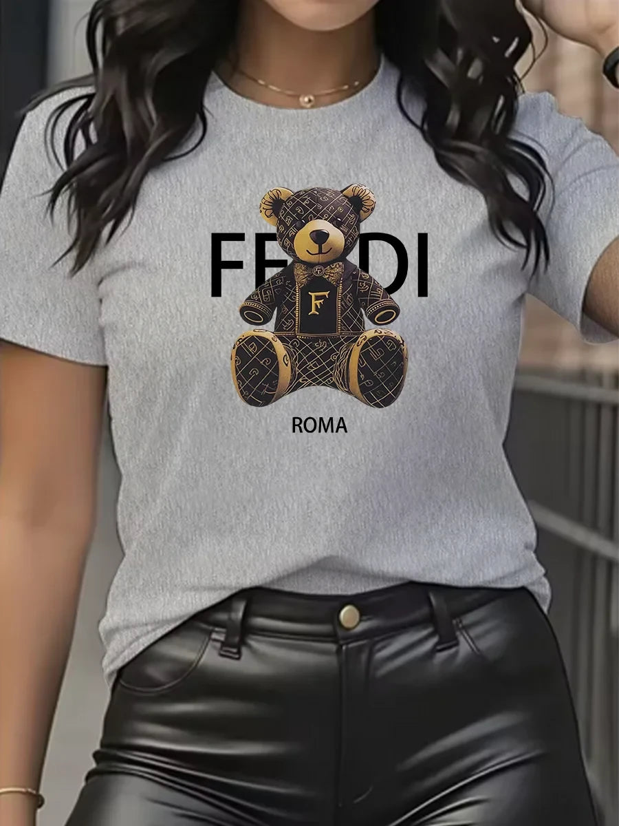 Casual Teddy Bear Graphic T-Shirt